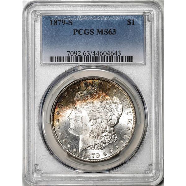 1879-S $1 Morgan Silver Dollar Coin PCGS MS63 Nice Toning