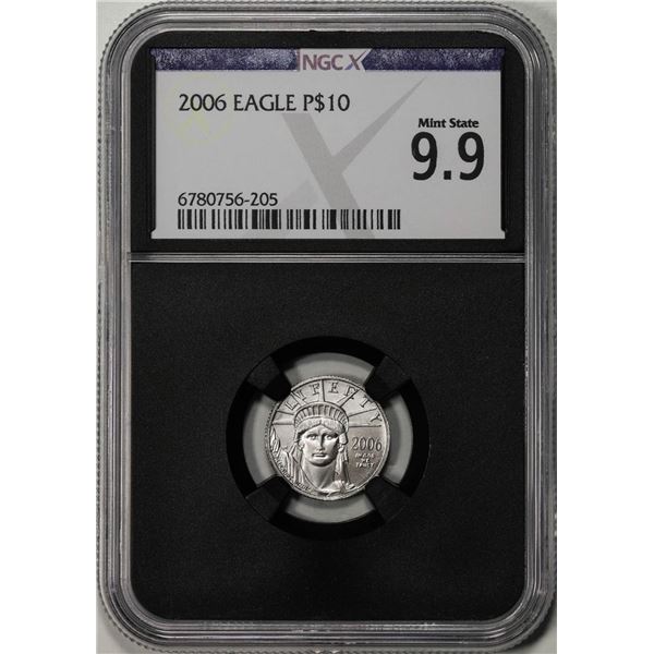 2006 $10 Platinum American Eagle Coin NGCX Mint State 9.9