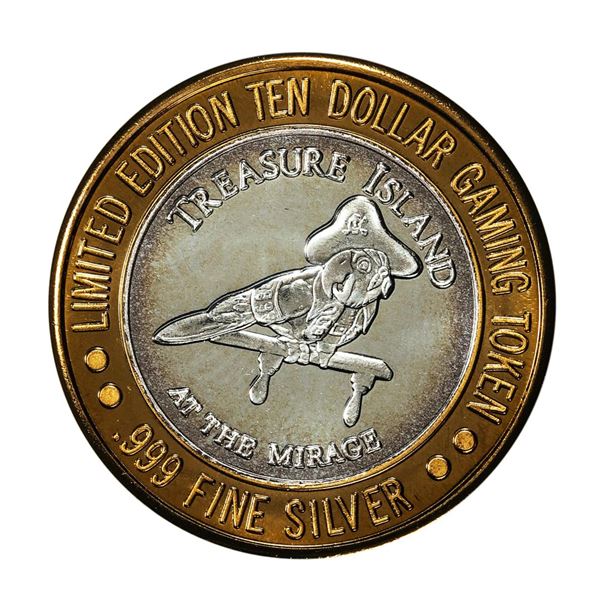 .999 Silver Treasure Island Las Vegas, Nevada $10 Casino Limited Edition Gaming Token