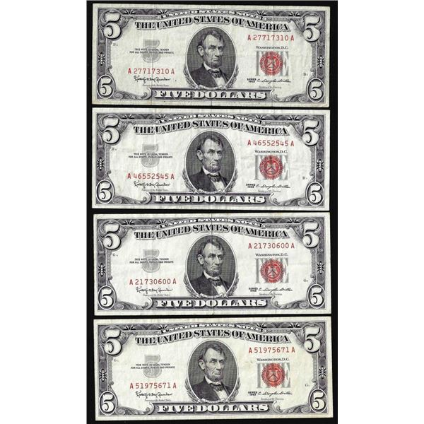 Lot of (4) 1963 $5 Legal Tender Notes