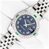Image 2 : Rolex Ladies Stainless Steel Blue Roman Emerald and Diamond Datejust Wristwatch