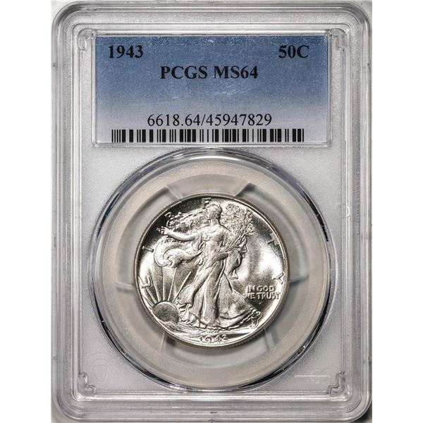 1943 Walking Liberty Half Dollar Coins PCGS MS64