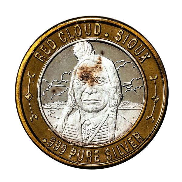 .999 Silver Red Cloud Sioux $10 Casino Limited Native American Series Gaming Token