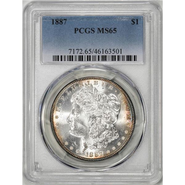 1887 $1 Morgan Silver Dollar Coin PCGS MS65