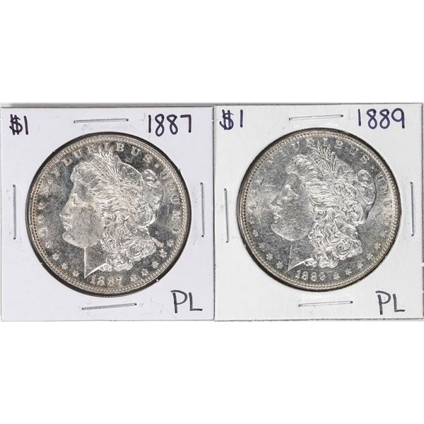 Lot of 1887 & 1889 $1 Morgan Silver Dollar Coins Proof Like