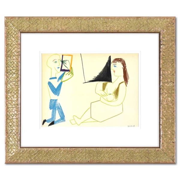 After Picasso (1881-1973) "La Comedie Humaine 29.1.54.V" Print Lithograph On Paper