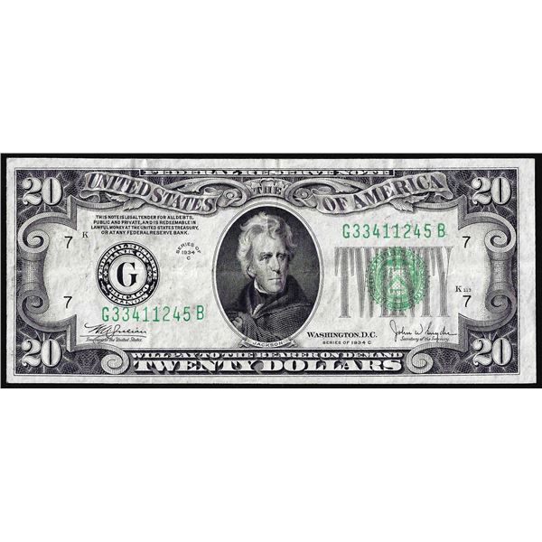 1934C $20 Federal Reserve Note Chicago