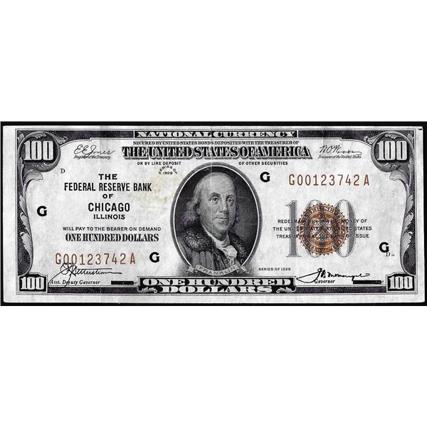 1929 $100 Federal Reserve Bank Note Chicago