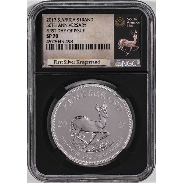 2017 South Africa Krugerrand Silver Coin NGC SP70 First Day Of Issue With COA