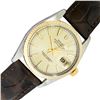 Rolex Mens Two Tone Champagne Index Datejust Wristwatch With Leather Band
