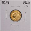 1925-D $2 1/2 Indian Head Quarter Eagle Gold Coin