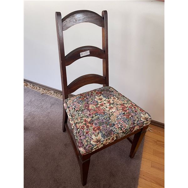 6 Matching Walnut Chairs with Floral Fabirc Seats