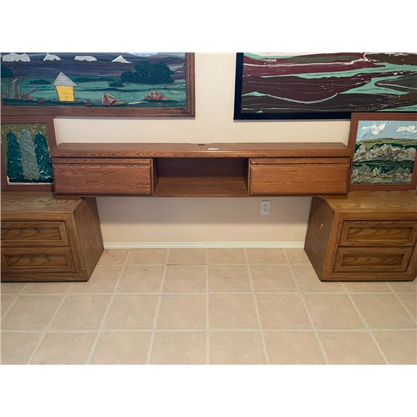 Oak Headboard & Side Tables for Queen Sized Bed