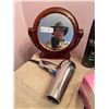 Image 1 : Round Vintage 80"s Mirror and COnair Quiet Tone Hair Dryer