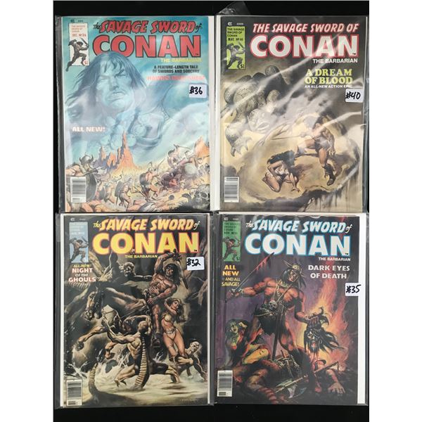 LOT OF 4 THE SAVAGE SWORD OF CONAN THE BARBARIAN COMICS