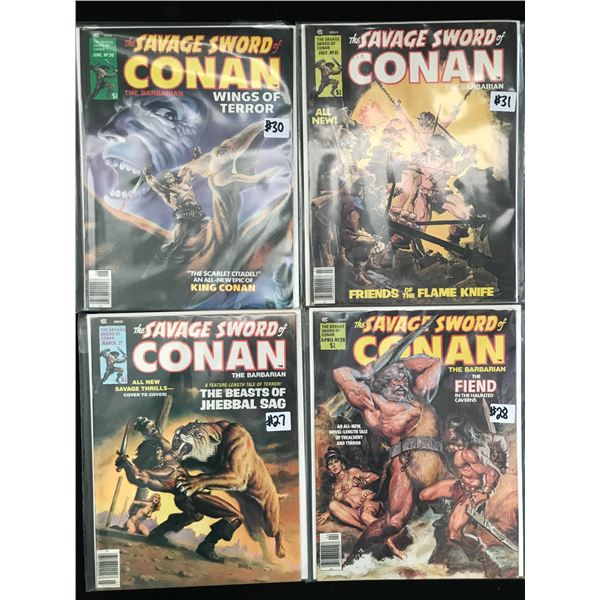 LOT OF 4 THE SAVAGE SWORD OF CONAN THE BARBARIAN COMICS