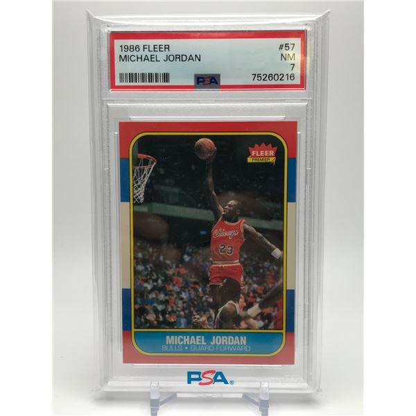 1986 FLEER MICHAEL JORDAN ROOKIE CARD (PSA 7)