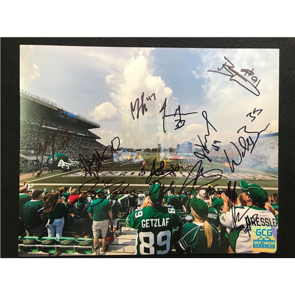 SASKATCHEWAN ROUGHRIDERS MULTI SIGNED 8 X 10 (GCG HOLO)