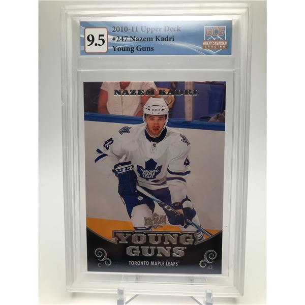 2010-11 UPPER DECK #247 NAZEM KADRI YOUNG GUNS ROOKIE CARD GCG GRADED 9.5