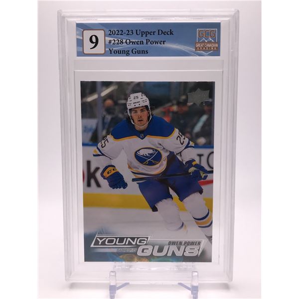 2022-23 UPPER DECK #228 OWEN POWER YOUNG GUNS ROOKIE CARD GCG GRADED 9