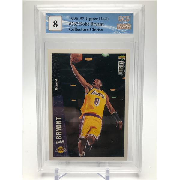 1996-97 UPPER DECK #267 KOBE BRYANT COLLECTORS CHOICE GCG GRADED 8