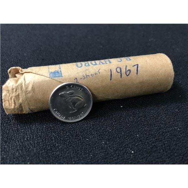 ROLL OF Canada 1967 Centennial 5 Cents Rabbit Nickels