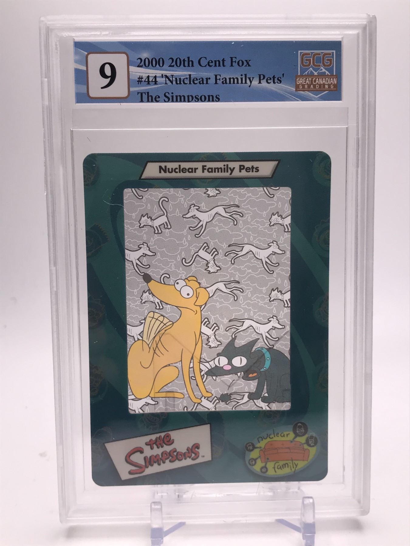 2000 20TH CENTURY FOX NO.44 'NUCLEAR FAMILY PETS' THE SIMPSONS GCG GRADED 9