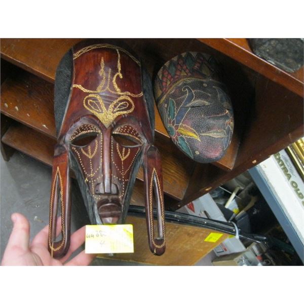 2 CARVED MASKS