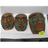 Image 1 : 3 CARVED MASKS, WEST COAST INDIAN ART, SIGNED J. WOLF