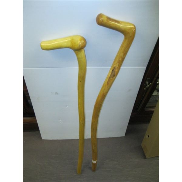 2 WOODEN WALKING STICKS