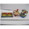 Image 1 : 3 TIN TOYS: TRAIN, SPINNER & CAROUSEL