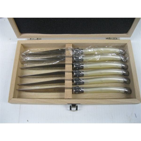 SET OF LAGUIOLE STAINLESS STEAK CARVING KNIVES