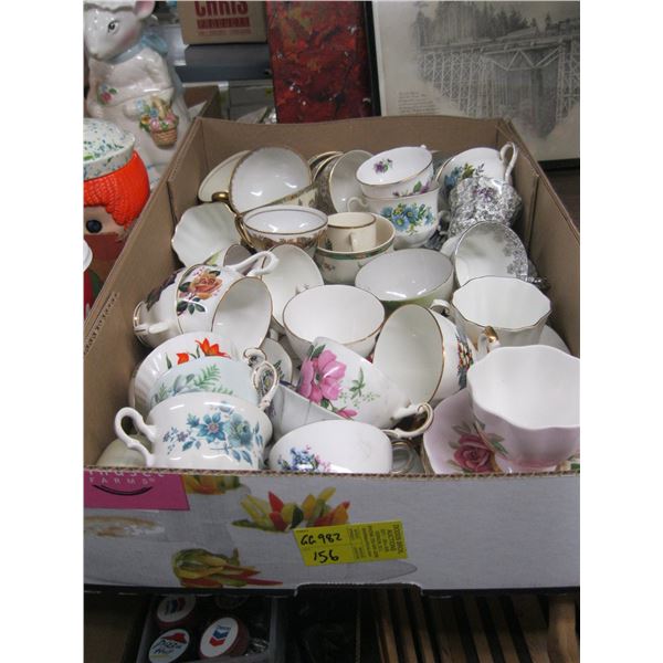 LG. BOX OF TEACUPS & SAUCERS