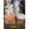 Image 1 : 3 COOKIE JARS, A DECORATIVE TEAPOT & RABBIT PITCHER