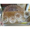 Image 2 : 5 ANTIQUE CRYSTAL WINEGLASSES & A DEPRESSION GLASS SERVING PLATE
