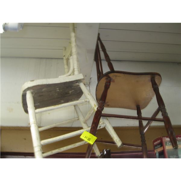 2 ANTIQUE WOODEN KITCHEN CHAIRS