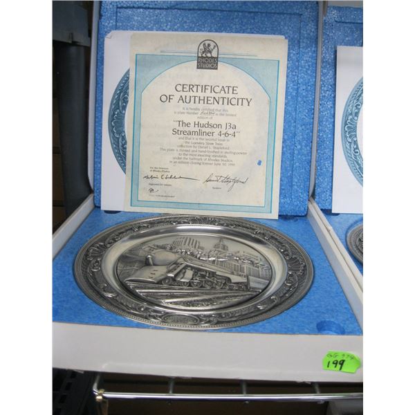 PEWTER COLLECTOR PLATE, HUDSON J3A STEAMLINER 4-6-4