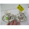 Image 1 : 2 DEMITASSE CHINA CUPS & SAUCERS W/STERLING HOLDERS