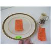 Image 1 : BELLEEK ARMORIAL SOUVENIER JUG "CITY OF DUBLIN" 2ND MARK & BELLEEK RING HANDLE IVORY PLATE PAINTED &