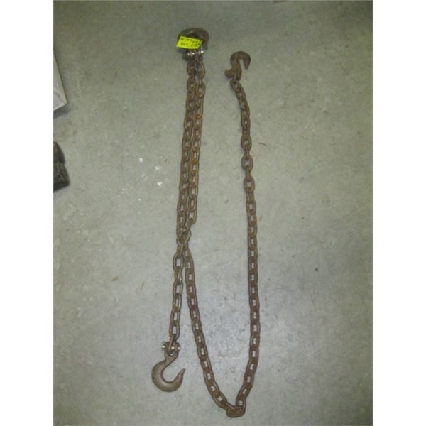 1 6' CHAIN & 1 3' CHAIN, BOTH W/DOUBLE HOOKS