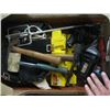 Image 1 : BOX OF MISC. GLUE GUN, DRILL, SHAKE HAMMERS, KNEE PADS, ETC.