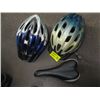 Image 1 : 2 BICYCLE HELMETS & BIKE SEAT