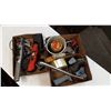 Image 2 : 2 BOXES OF MISC. CORDLESS RATCHET, AIR FITTINGS, CRESCENT WRENCH, TAPE GUN, ETC.