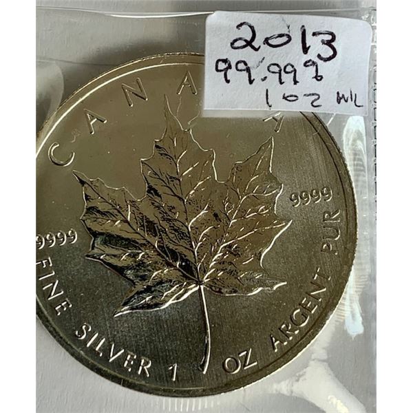 2013 MAPLE LEAF 1 OZ. 99.9% SILVER COIN (TAX EXEMPT)