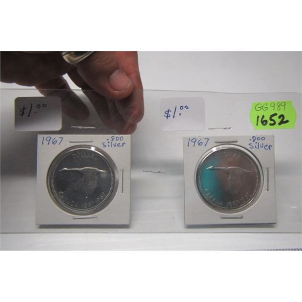 2-1967 CANADIAN SILVER $1s