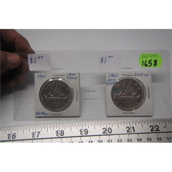 2-1963 CANADIAN SILVER $1s