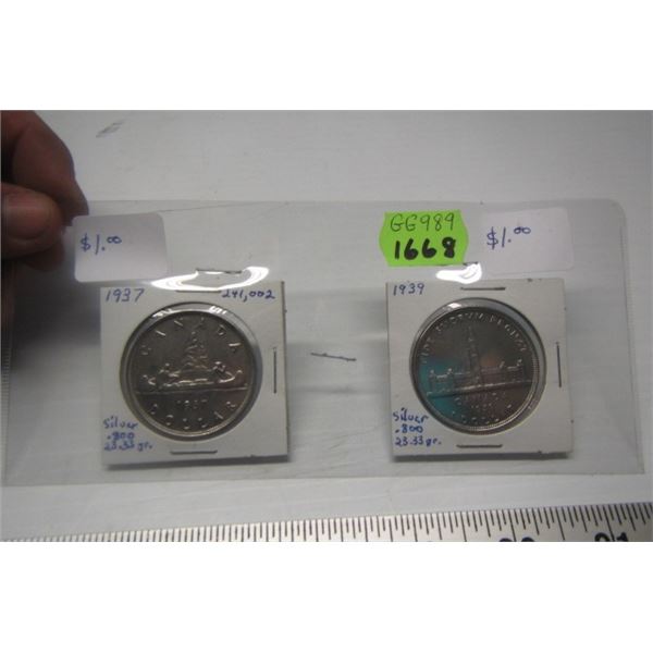 1937 & 1939 CANADIAN SILVER $1s