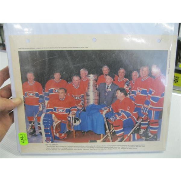 BINDER OF MONTREAL CANADIENS STAT SHEETS, PHOTOS (SOME SIGNED) & ANDRE THE GIANT PICTURE, ETC.