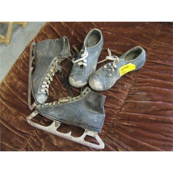 PAIR OF COLLECTABLE OLD SKATES & CLEATS