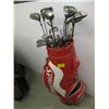 Image 1 : RED GOLF BAG W/ASST. LEFT HAND CLUBS
